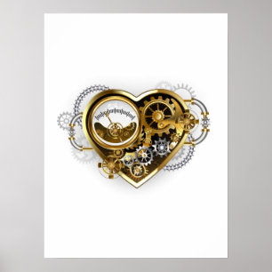 Steampunk-Herz mit Manometer Poster