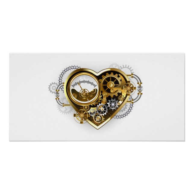 Steampunk-Herz mit Manometer Poster (Vorderseite)