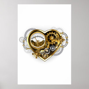 Steampunk-Herz mit Manometer Poster