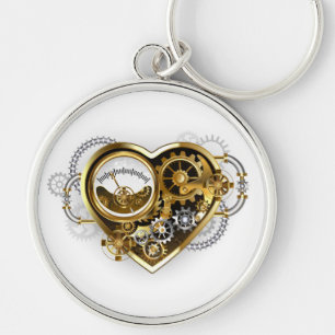 Steampunk-Herz mit Manometer Schlüsselanhänger