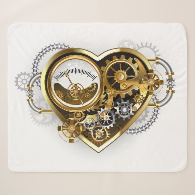 Steampunk-Herz mit Manometer Sherpadecke (Vorderseite (Horizontal))