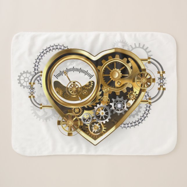 Steampunk-Herz mit Manometer Sherpadecke (Vorderseite (Horizontal))