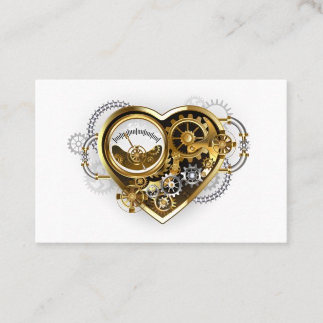 Steampunk-Herz mit Manometer Visitenkarte (Vorderseite)