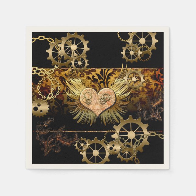 Steampunk-Herz Serviette (Vorderseite)