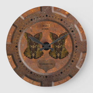 Steampunk-Herz und Korsetts Große Wanduhr