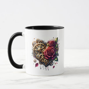 Steampunk Herz und Rose Tasse