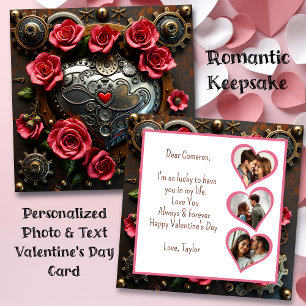 Steampunk-Herz Valentinstag Foto-Vorlage Karte