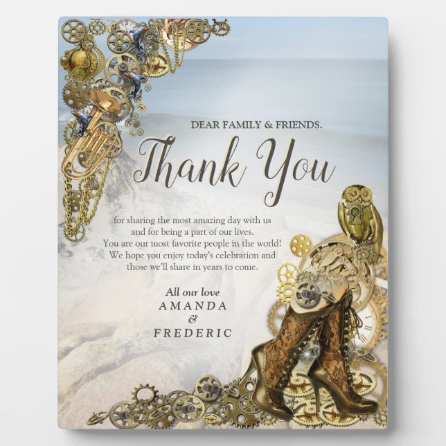 Steampunk Hochzeit am Meer Fotoplatte (Vorderseite)