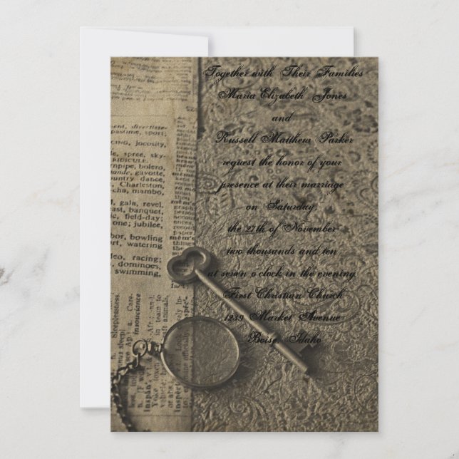 Steampunk Hochzeit Einladungen (Vorderseite)