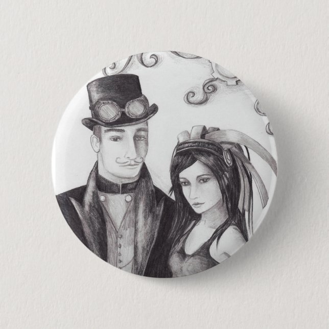 Steampunk Hochzeit - Knopf Button (Vorderseite)