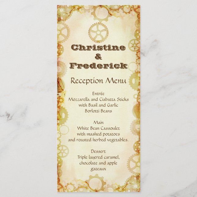 Steampunk Hochzeit, Menü und Programm (Vorderseite)