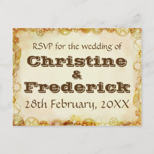 Steampunk-Hochzeit, RSVP-Postkarte Einladungspostkarte