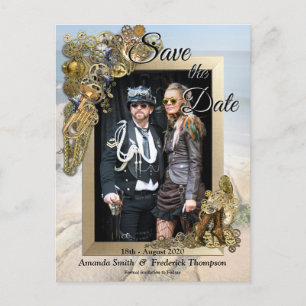 Steampunk Hochzeit Save the Date am Meer Ankündigungspostkarte