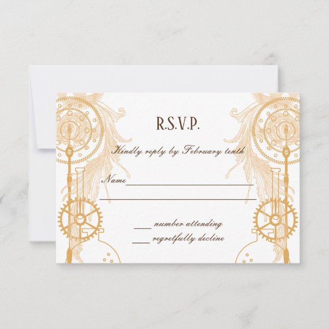 Steampunk-Hochzeits-RSVP Einladung (Vorderseite)