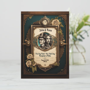 Steampunk-Hochzeitseinladung (eigene Fotos) Einladung