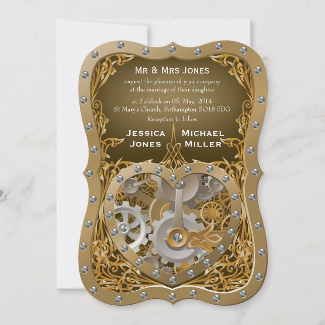 Steampunk-Hochzeitseinladung Einladung (Vorderseite)