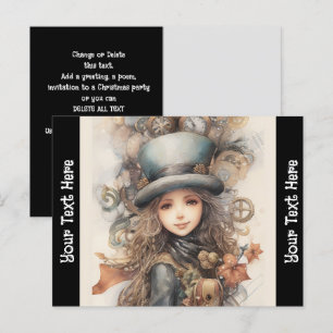 Steampunk Holiday Gruß Niedlich Dressed Lady Einladungspostkarte