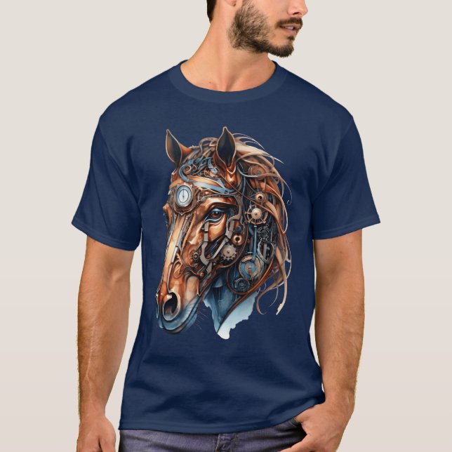 Steampunk Horse Artistic Horse lustig T-Shirt (Vorderseite)