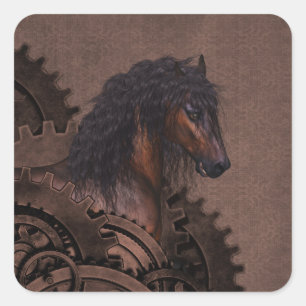 Steampunk Horse Quadratischer Aufkleber