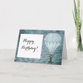 Steampunk Hot Air Ballon Dusk Blue Handschrift Karte