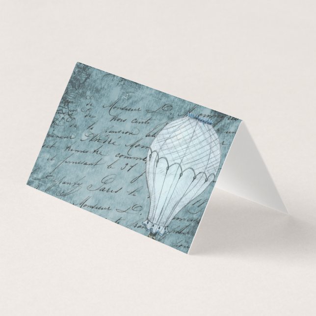 Steampunk Hot Air Ballon Dusk Blue Handwriting (Vorderseite)