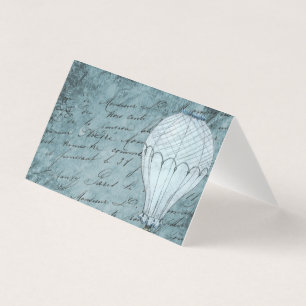 Steampunk Hot Air Ballon Dusk Blue Handwriting