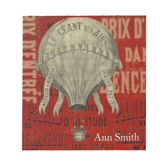 Steampunk Hot Air Ballon Ride Graphic Schriftartes Notizblock (Vorderseite)