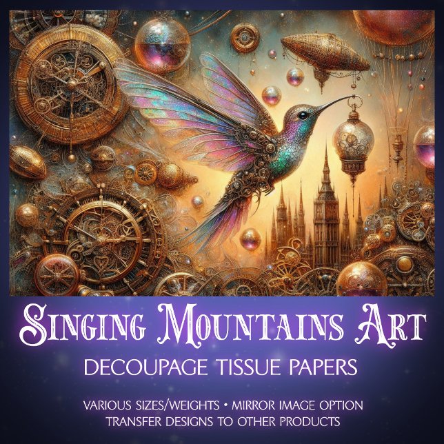 Steampunk Hummingbird Flight Fantasy Decoupage Seidenpapier (Von Creator hochgeladen)