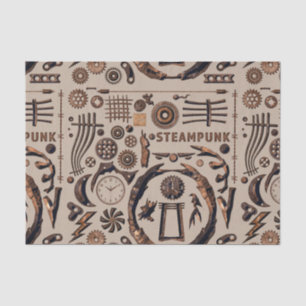 Steampunk Illustration Muster Brown Seidenpapier