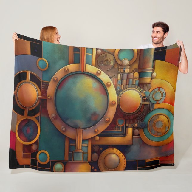 Steampunk Industrial Geometry Art Fleecedecke (Beispiel)