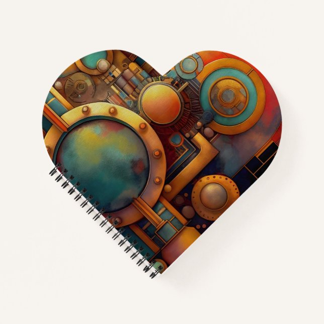 Steampunk Industrial Geometry Art Notizbuch (Vorderseite)