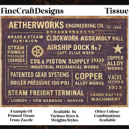 Steampunk Industrie-Typografie-Schild FA4 Découpag Seidenpapier