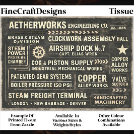 Steampunk Industrie-Typografie-Schild FA5 Découpag Seidenpapier