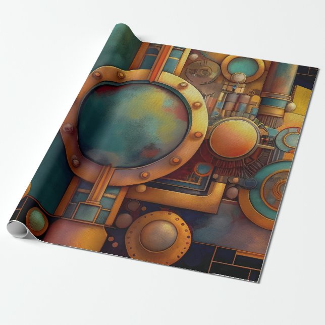 Steampunk Industrielle Geometrie-Kunst Geschenkpapier (Ungerollt)