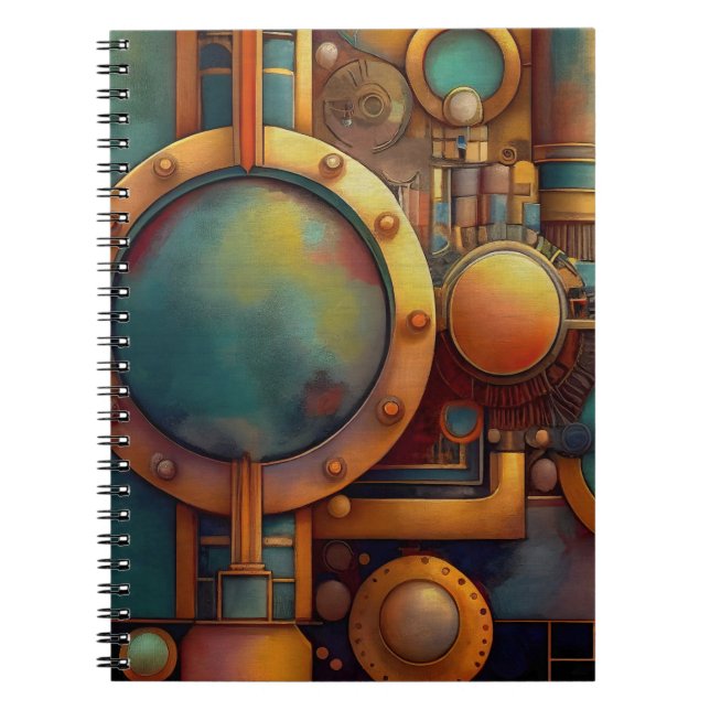 Steampunk Industrielle Geometrie Kunst Notizblock (Vorderseite)
