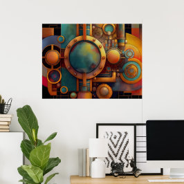Steampunk Industrielle Geometrie-Kunst Poster