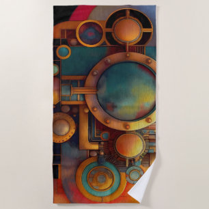 Steampunk Industrielle Geometrie-Kunst Strandtuch