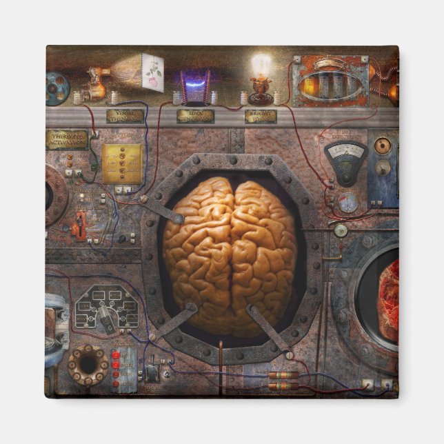 Steampunk - Informationsüberladung Magnet (Vorne)