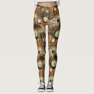 Steampunk-Ingenieursplan Braun Messing Leggings