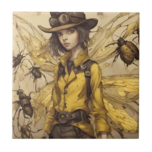 Steampunk Insect Lady Fliese (Vorderseite)
