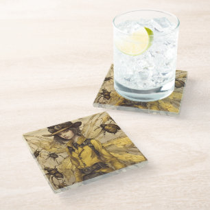 Steampunk Insect Lady Glasuntersetzer