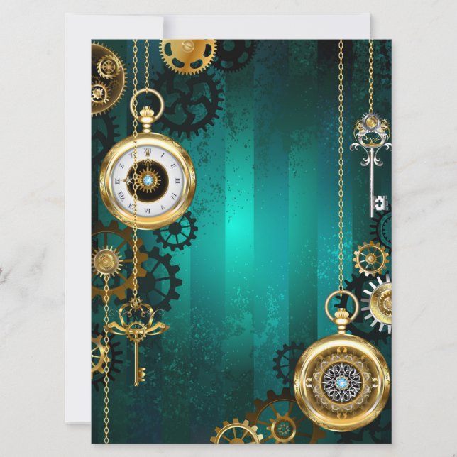 Steampunk Jewelry Watch, wir haben Green Backgroun Ankündigung (Vorderseite)