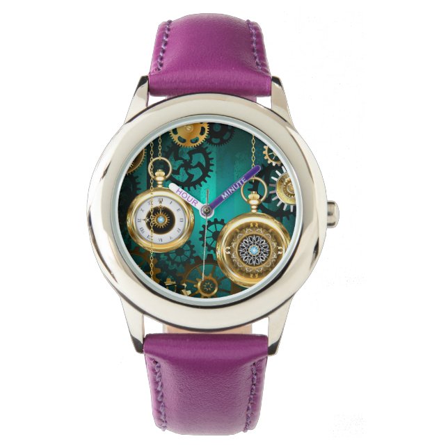 Steampunk Jewelry Watch, wir haben Green Backgroun Armbanduhr (Vorderseite)