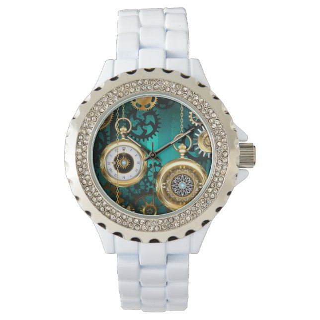 Steampunk Jewelry Watch, wir haben Green Backgroun Armbanduhr (Vorderseite)