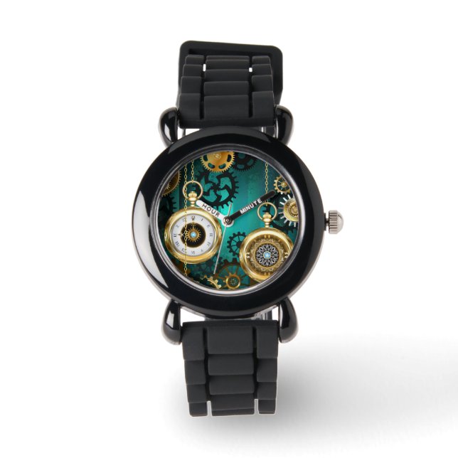 Steampunk Jewelry Watch, wir haben Green Backgroun Armbanduhr (Vorderseite)