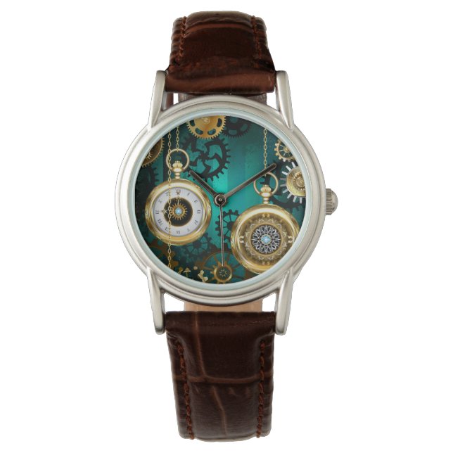 Steampunk Jewelry Watch, wir haben Green Backgroun Armbanduhr (Vorderseite)