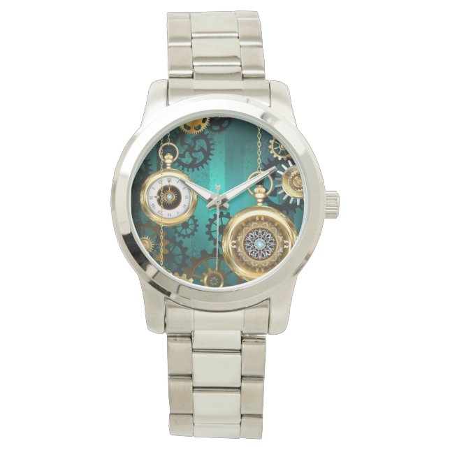 Steampunk Jewelry Watch, wir haben Green Backgroun Armbanduhr (Vorderseite)
