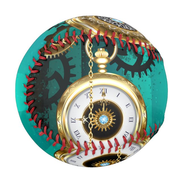 Steampunk Jewelry Watch, wir haben Green Backgroun Baseball (Vorderseite Links)