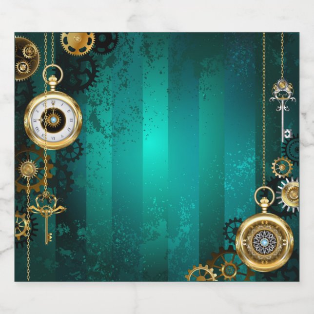 Steampunk Jewelry Watch, wir haben Green Backgroun Bierflaschenetikett (Einzelnes Label)