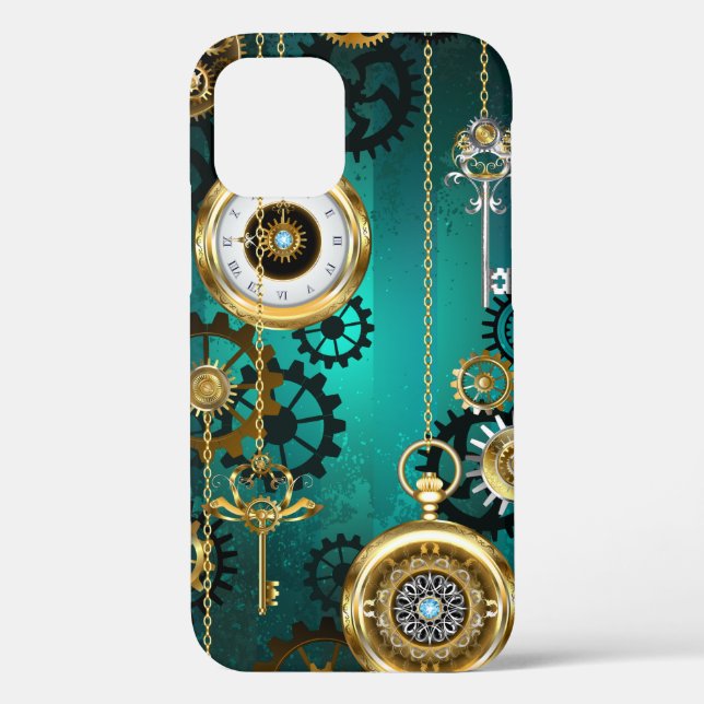 Steampunk Jewelry Watch, wir haben Green Backgroun Case-Mate iPhone Hülle (Rückseite)